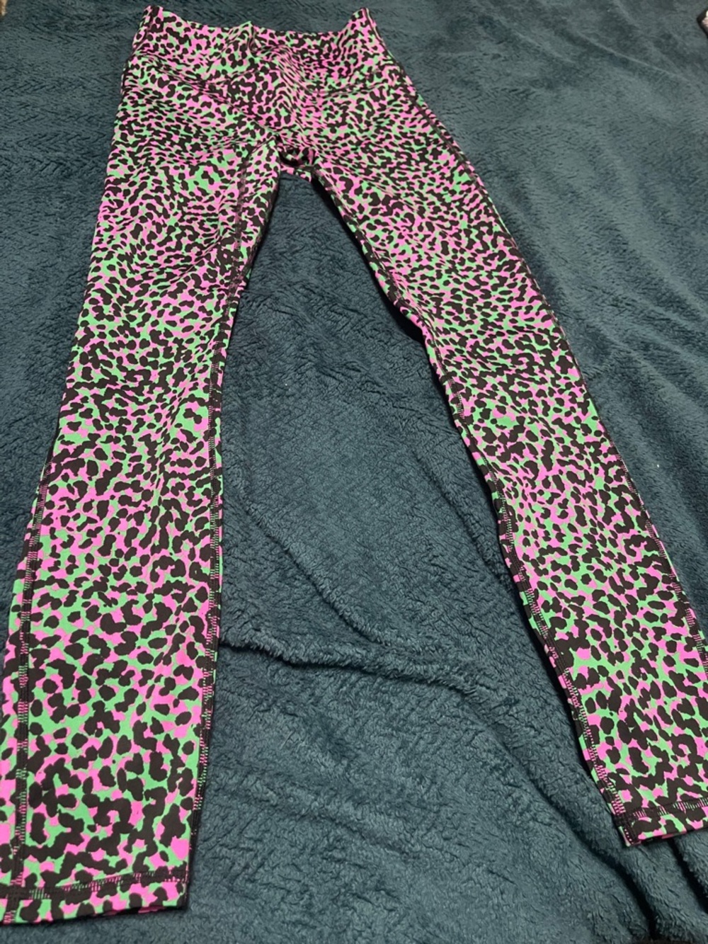 Fabletics Pink and Green Leopard Motion365+ Leggings